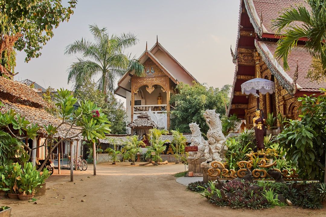 Golden chedi and temple roof inside the Chiang Mai Old City walls